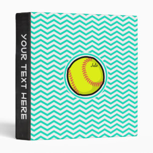 Classeur Softball ; Aqua Green Chevron