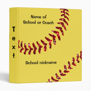 Classeur Softball/Baseball Faux Points de Broderie Rouges B