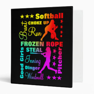 Classeur Softball Sports Termes Rainbow Cool Typographie