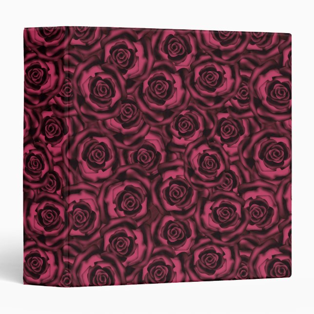 Classeur Soie sans fil satin rose rouge roses fleurs floral (Devant/Côté)