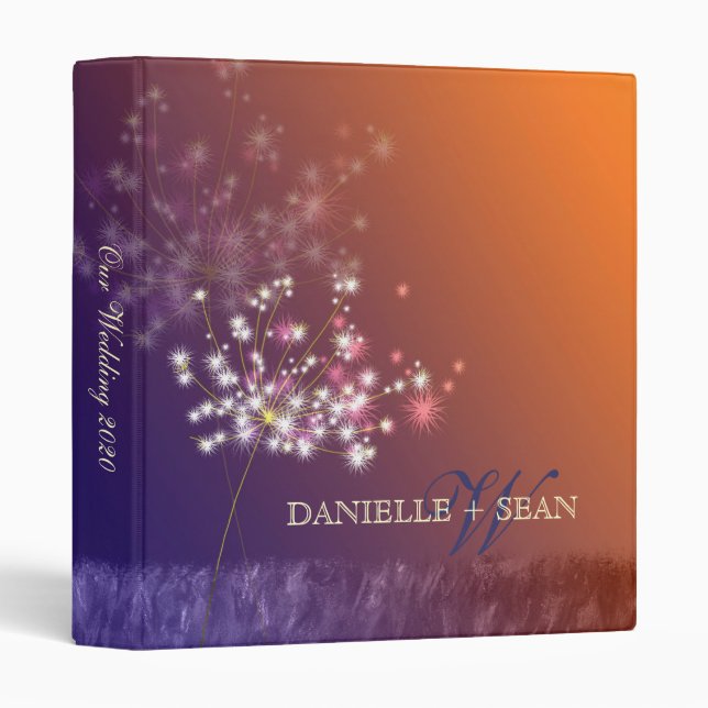 Classeur Soirée de Glittery Dandelion Mariage (Devant/Côté)