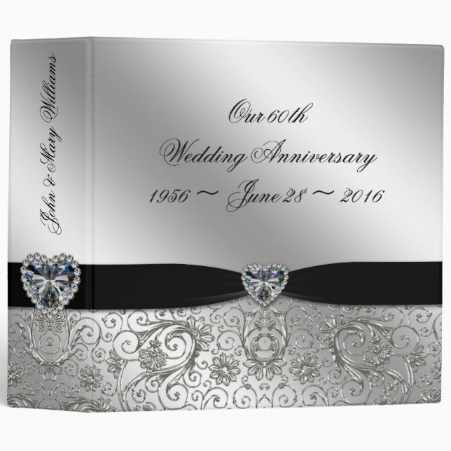 Classeur soixantième Anniversaire de noces de diamant 2" (Devant/Côté)