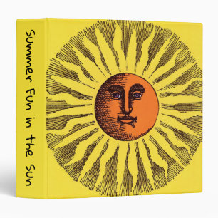Classeur Soleil Hippie Heureux Souriant Jaune Céleste Vinta