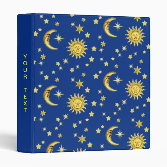Classeur Soleil, Lune et Étoiles 🌞 🌛 ⭐ (Devant/Côté)