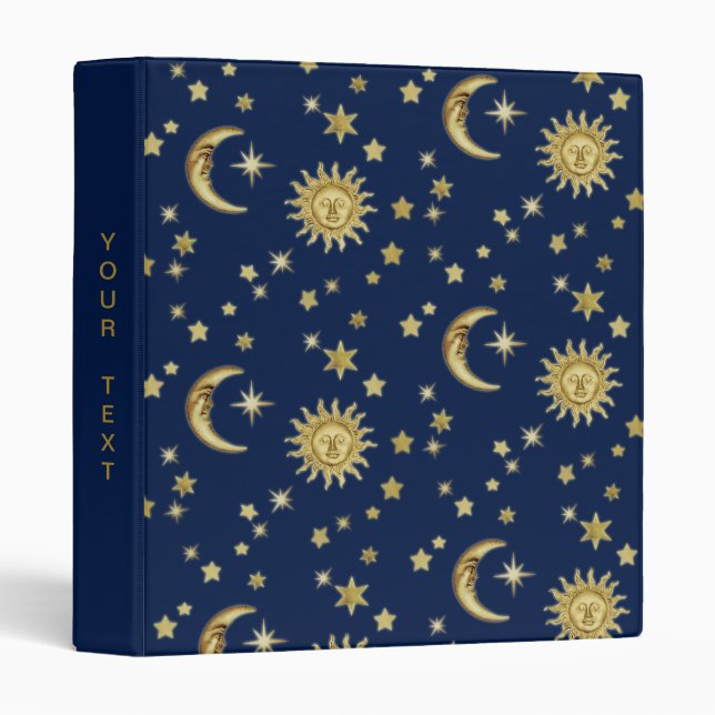 Classeur Soleil, Lune et Étoiles 🌞 🌛 ⭐ (Devant/Côté)