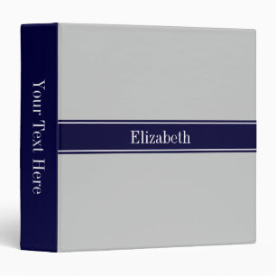 Classeur Solid Gray Navy Blue Ribbon