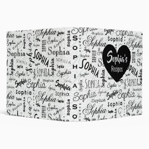 Classeur Sophia Typographie Noir Blanc