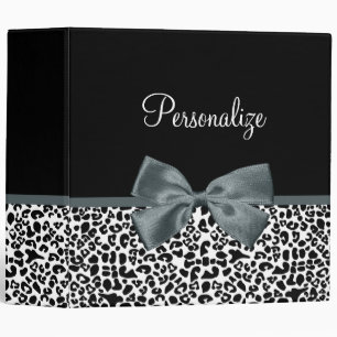 Classeur Sophistiqué Empreinte de léopard Gris Bow avec n