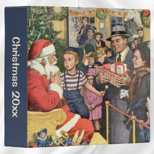 Classeur Souhait de Noël Vintage, Garçon sur Santa Claus La