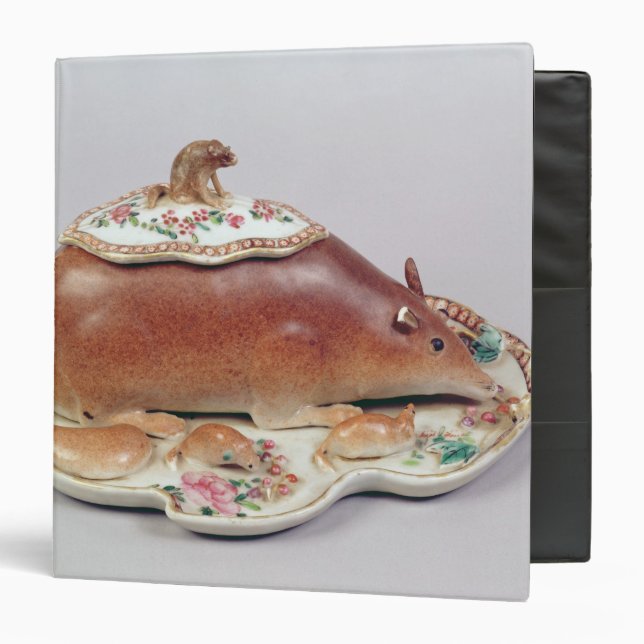 Classeur Soupière rose et couverture de sauce à Famille (Devant/Intérieur)