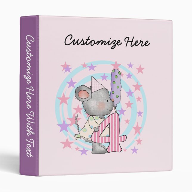 Classeur Souris 4e anniversaire T-shirts et cadeaux (Devant/Côté)