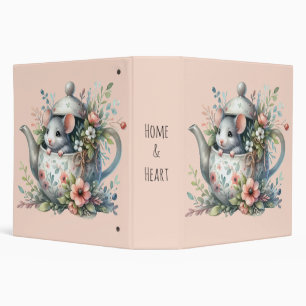 Classeur Souris mignonne en théière florale Illustration