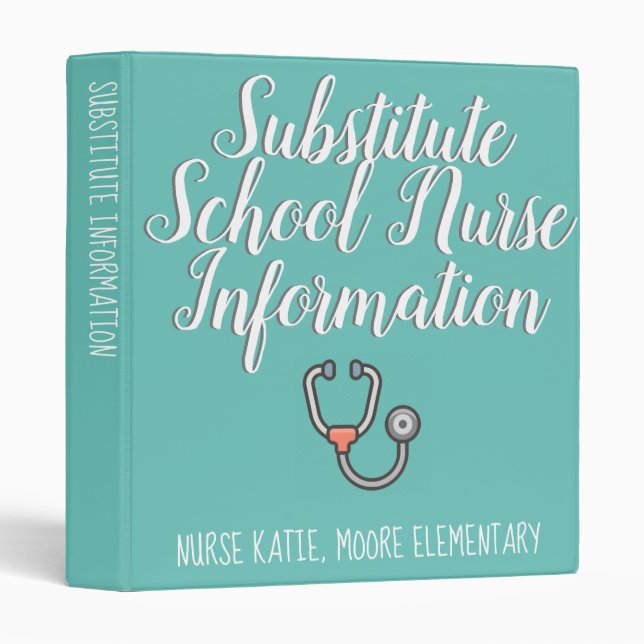 Classeur Sous-Classeur d'infirmière scolaire personnalisabl (Devant/Côté)