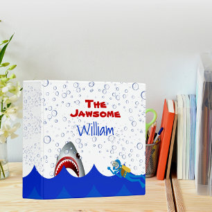 Classeur Sous la mer requin scubadiver nom dessin animé enf