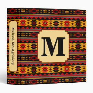 Classeur Southwest Design Red Black Gold Tribal Motif