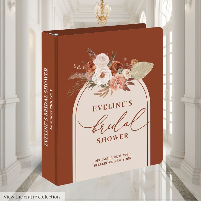 Classeur Souvenir de baby shower classique en terre cuite p (Classic terracotta pampas bridal shower memory 3 ring binder)