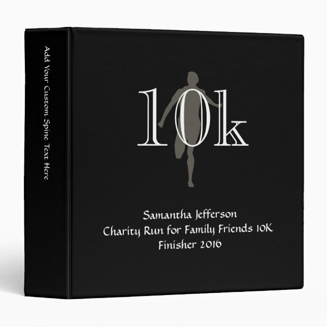 Classeur Souvenir transnational personnalisé du coureur 10k (Devant/Côté)