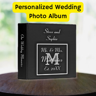 Classeur Souvenirs de mariage noir et blanc Monogram