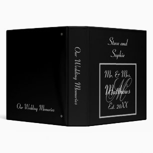 Classeur Souvenirs de mariage noir et blanc Monogram