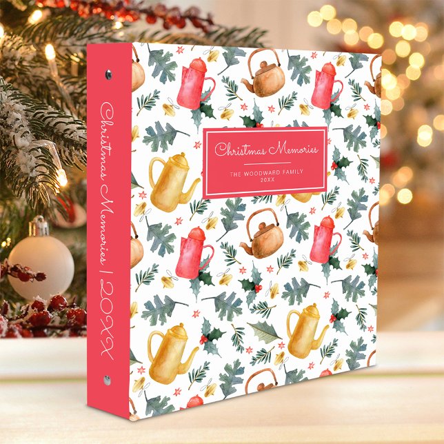 Classeur Souvenirs de Noël Aquarelle d'hiver Motif Rouge (Créateur téléchargé)