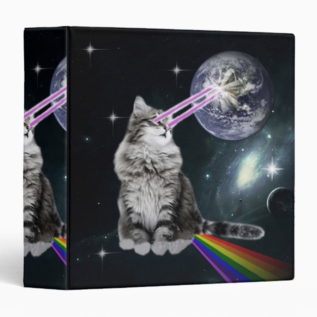 Classeur Space Cat avec lasers des yeux et arc-en-ciel (Devant/Côté)