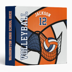 Classeur Sport de volleyball en Orange, Blanc & Bleu