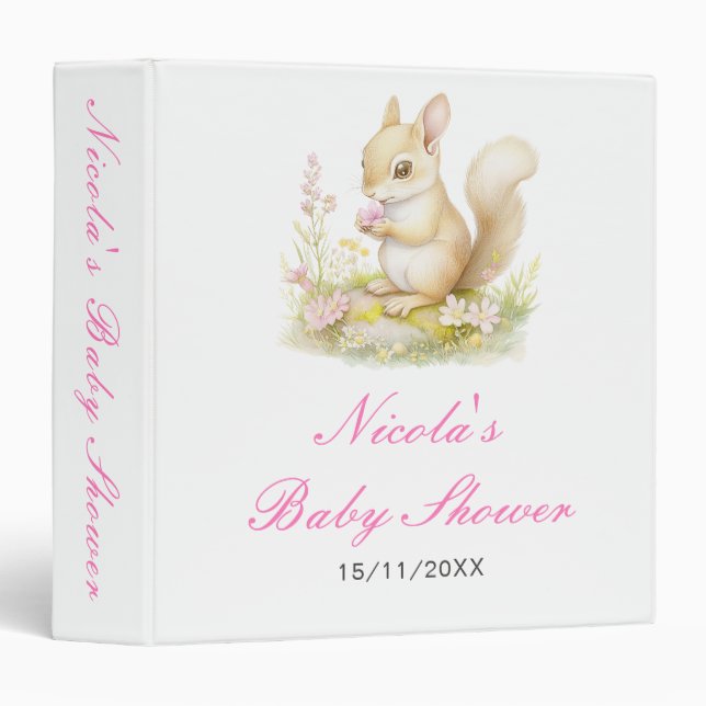 Classeur Spring Squirrel Baby Shower Photo Album (Devant/Côté)