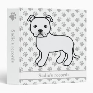 Classeur Staffie anglais blanc Chien de dessin animé mignon