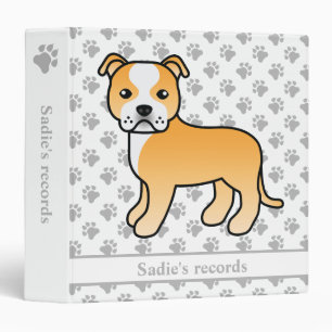 Classeur Staffie Fauve Et Blanc Chien De Dessin Animé Migno
