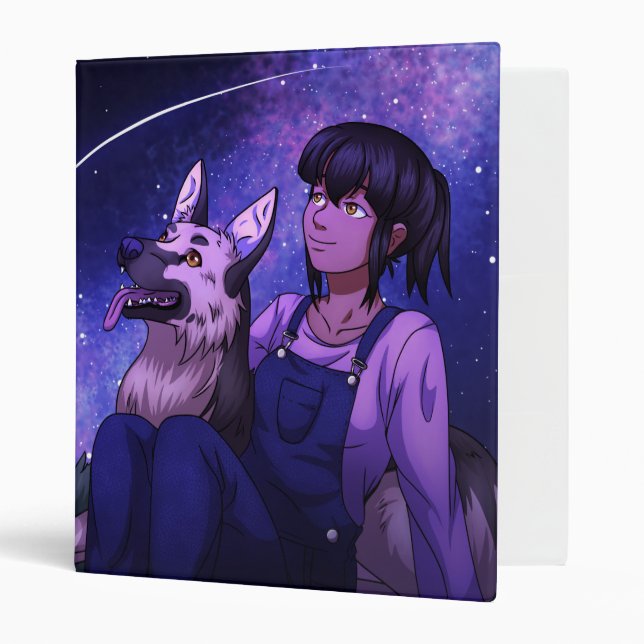 Classeur Stargazing avec un chien (Devant/intérieur)