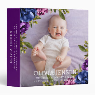 Classeur Statistiques de naissance de bébé à l'aquarelle fl
