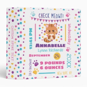 Classeur Statistiques de naissance de chaton mignon Confett