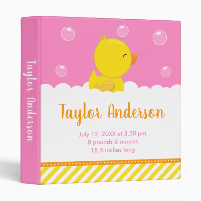 Classeur Statistiques de naissance Jaune et Rose Canard en  (Devant/Côté)