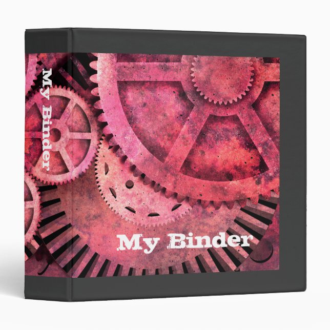 Classeur Steampink Steampunk rose (Devant/Côté)