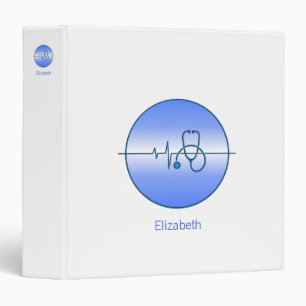 Classeur Stéthoscope bleu Battement de coeur Médical