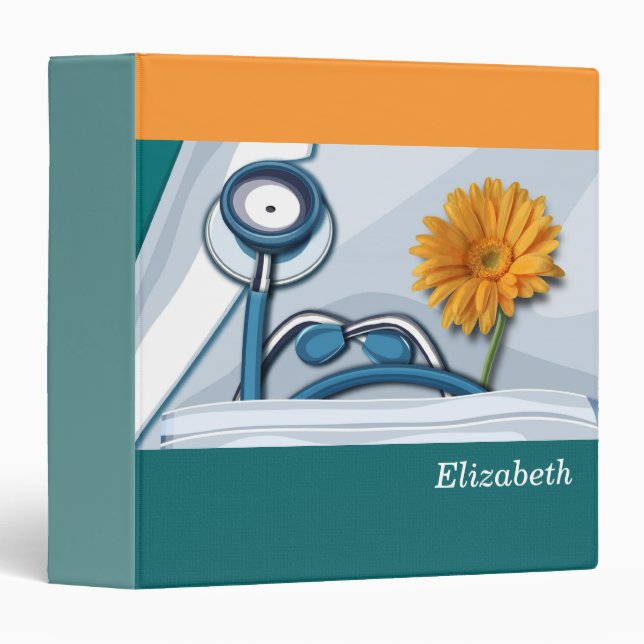 Classeur Stethoscope et Daisy Nurse Appréciation Cadeau (Devant/Côté)