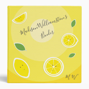 Classeur Stickers citrons Feuilles Faux Nom Initiales Alime