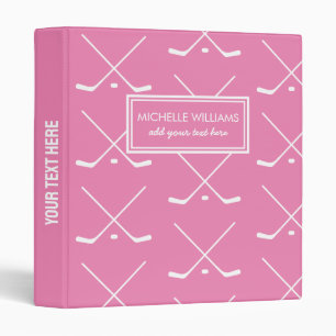 Classeur Sticks de hockey rose simple sur mesure