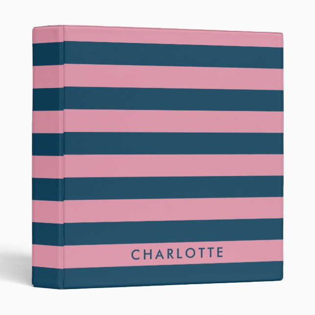 Classeur Strip | Trendy Preppy Name (Devant/Côté)