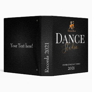 Classeur Studio de danse cuir noir élégant, nom, logo