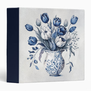 Classeur Style bleu et blanc Delft bouquet de tulipe design