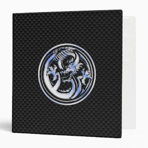Classeur Style Chrome badge Dragon sur Carbon Fibre Print