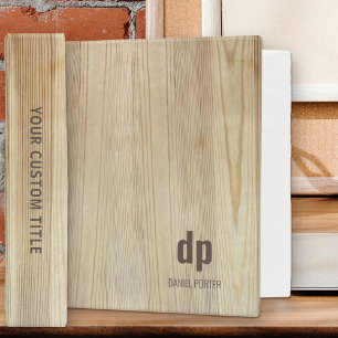 Classeur Style de logo en bois clair rustique Monogramme