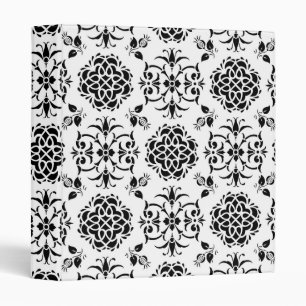 Classeur Style floral damassé vintage noir et blanc