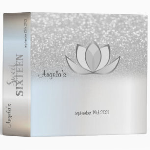 Classeur Stylé Pailleté Argent Bokeh Lotus Sweet 16