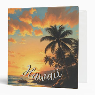 Classeur Style Vintage Hawaïen Voyage Côte Mer Coucher de s