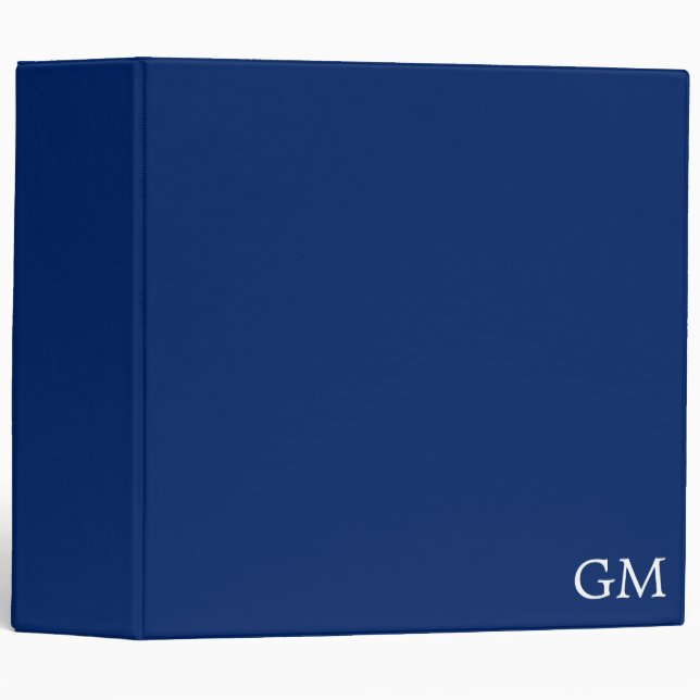 Classeur Stylish Personalized Monogram Navy (Devant/Côté)