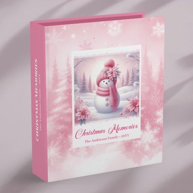 Classeur Stylish Pink Snowman Cozy Winter Christmas Memory  (Stylish Pink Snowman Cozy Winter Christmas Memory Album Binder

)