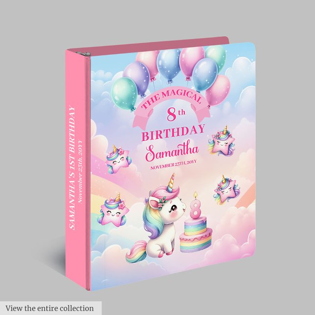 Classeur Stylish Rainbow Unicorn Girl 8e anniversaire Class (Stylish Rainbow Unicorn Girl 8th Birthday Binder)