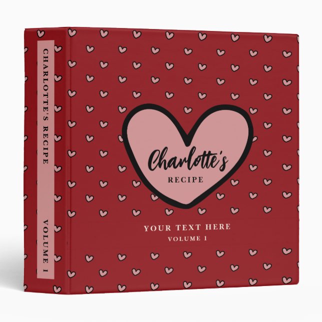 Classeur Styliste Heart Motif Grandma's Recette Modèle (Devant/Côté)
